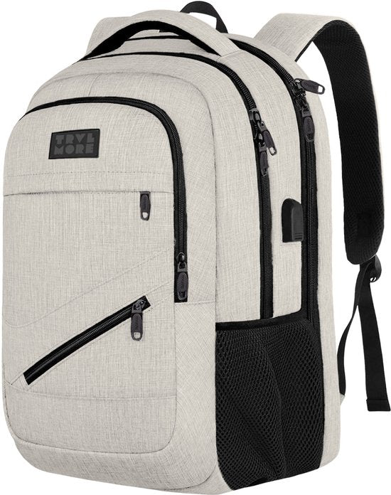 TRVLMORE Rugzak met Levenslange - Rugtas met 15,6 Inch Laptopvak - Schooltas - Spatwaterdicht - Heren en Dames - Jongens en Meisjes - 28L - Champagne