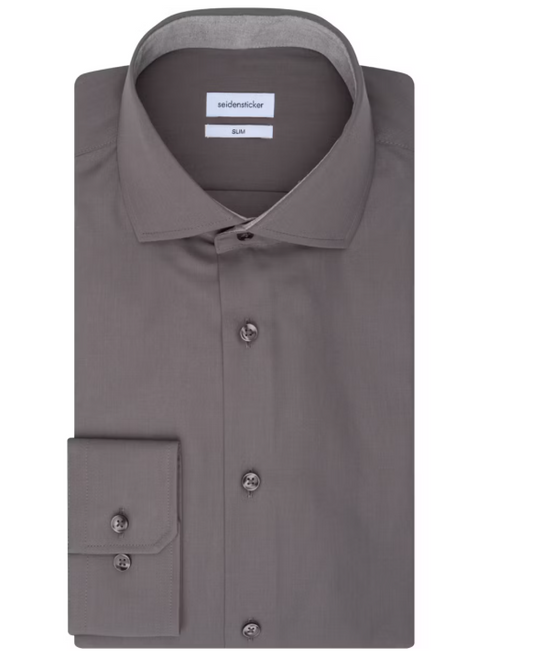 Seidensticker Business Shirt SF Spread Kent – Anthra 665 - Maat 38 – Slim Fit – 100% Katoen
