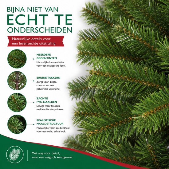 Triumph Tree Tuscan Kerstboom - Kunststof Kerstversiering voor Binnen met Volle Uitstraling - Kunstboom van PVC met 488 Dennentakken - Klassieke Stijl - H185 x Ø109 cm - Groen