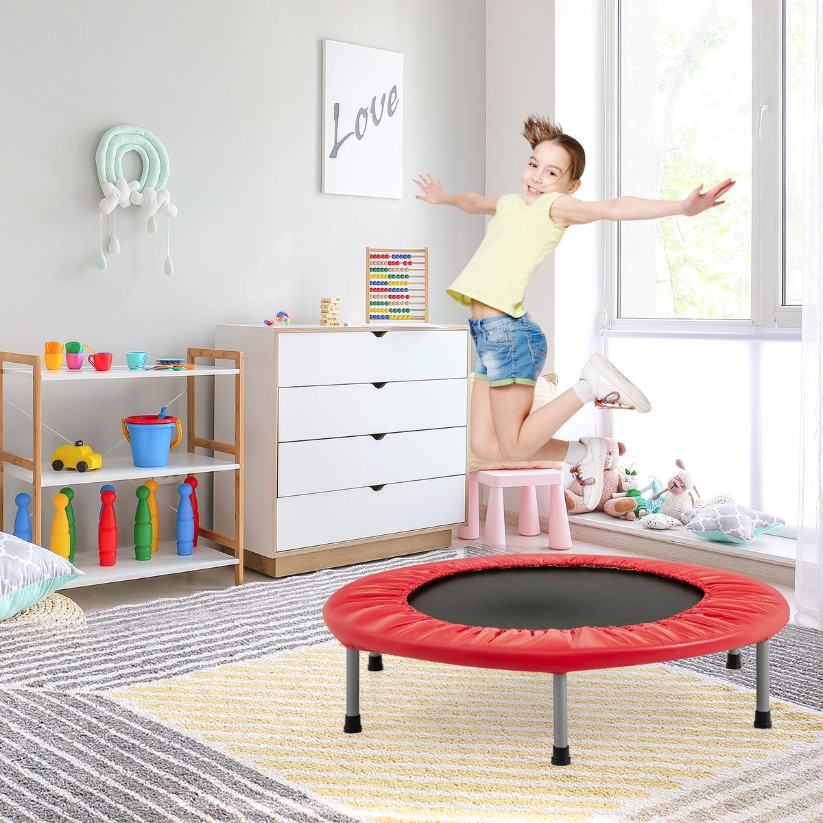 Coast Mini Trampoline - Opvouwbaar - Kindertrampoline tot 150 kg - rood Ø 97 cm