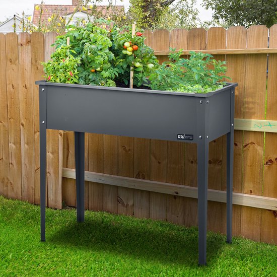 AXI Verhoogde Plantenbak van Metaal – Metalen Moestuinbak op Poten 100 x 30 x 80 cm – Met Drainage – Verhoogde moestuin – Gepoedercoat Staal – Plantenbak voor Tuin en Balkon
