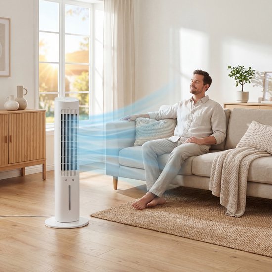 Tristar AT-5479 - Luchtkoeler - Aircooler - 3 Liter - 3 Snelheden - Timerfunctie - Oscillerend - Stil & Compact - Wit