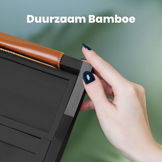 RelaxTub® Badplank - Badplank voor in Bad - Badrek - Verstelbaar - Anti Slip - Badplank Zwart - Badplank Hout - Badrekje inclusief Boekenhouder, Tablethouder & Spiegel