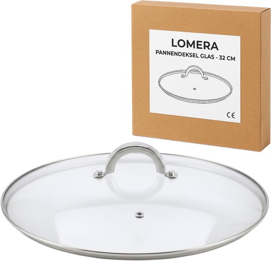 Lomera Glazen Pannendeksel - Deksel voor Pan - Deksel Met Stoomgat - Rvs Rand - Vaatwasmachinebestendig - Vervangend Deksel - Hittebestendig Glas - Deksel Voor Pannen - Deksel Voor Koekenpan