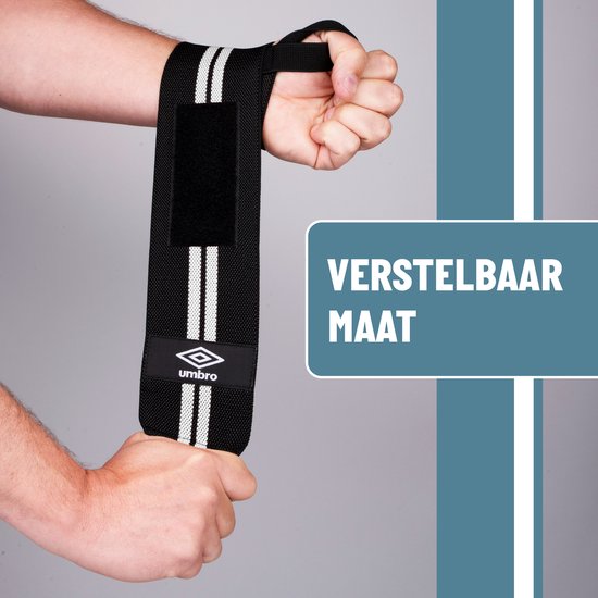 Umbro Polsbandjes - 2 Stuks - Polsbeschermers - Krachttraining en Fitness - Wit/Zwart