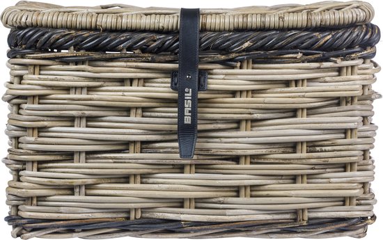 Fietsmand Basil Dijon L met deksel 36 x 49 x 30 cm - grijs/zwart