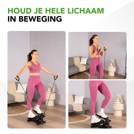 Tunturi Stepper - Stepper Fitness - Traploper - Aerobic Step - Fitness - Incl. display en Weerstandsbanden - Zwart