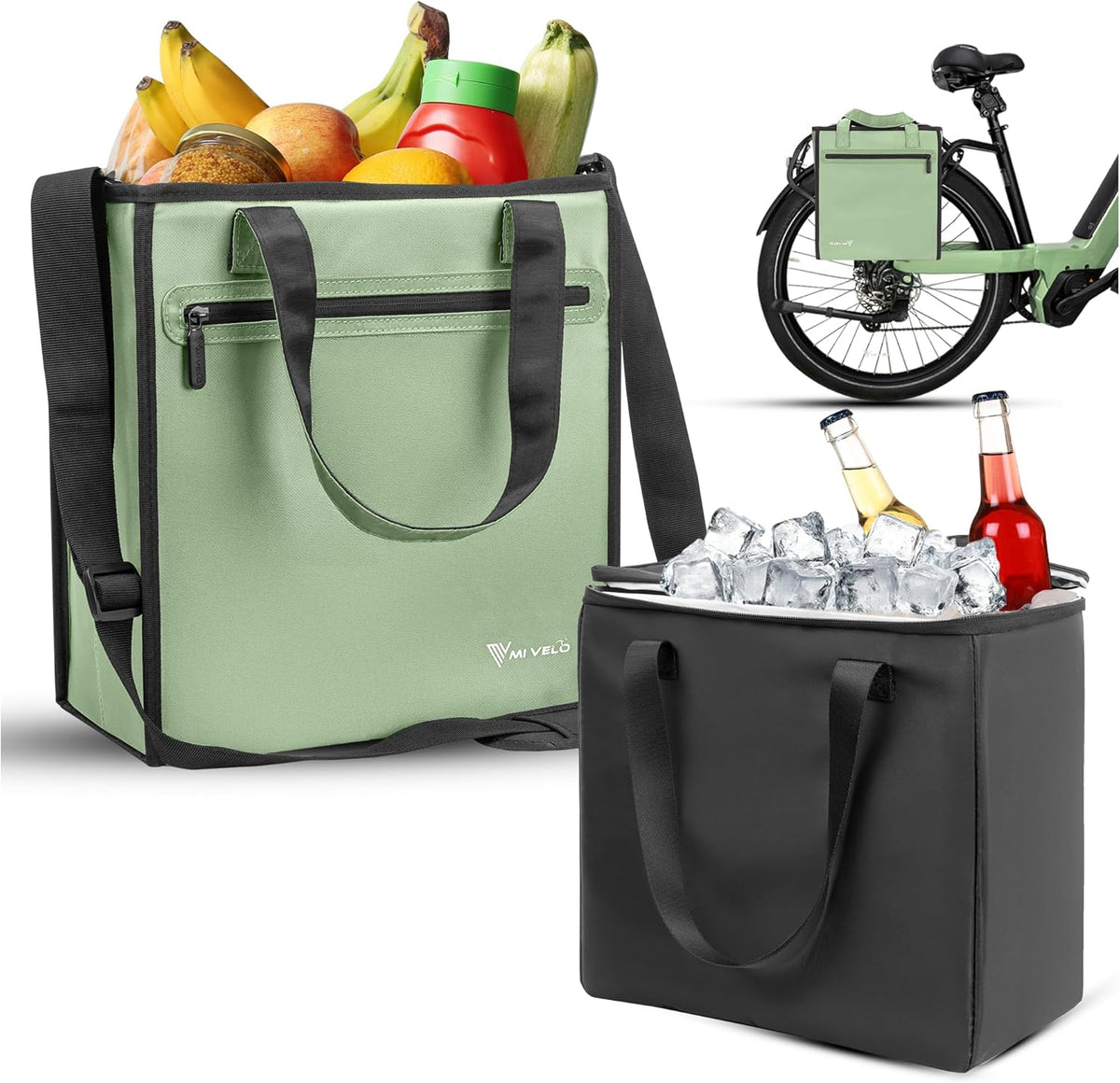 MIVELO 3-in-1 Fietstas – Waterdicht – Uitneembare Koeltas – 25L – Mint