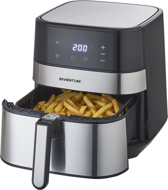 Inventum GF500HLD Airfryer XL - 5L - 8 programma's - 80-200 °C - Tot 5 personen - Zilver/Zwart