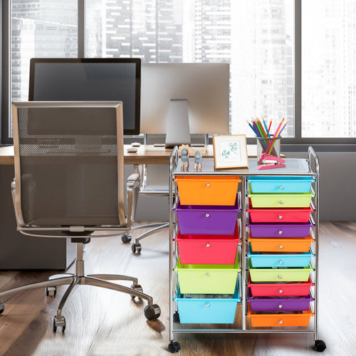 Coast -trolleys met 15 stapelbare laden Rolledcontainer Zijkant Auto gekleurd/geel 62,5 x 37 x 87 cm gekleurd