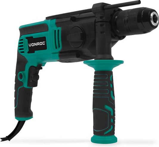 VONROC PRO Klopboormachine 1100W - Ø13mm - 2 versnellingen – metalen snelspanboorkop – 3m rubberen kabel - Incl. diepte aanslag en extra handgreep