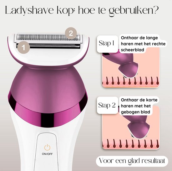 Sansbeauté® 6-in-1 Ladyshave - Gezicht - Oksels - Benen - Bikinilijn - Scheerapparaat Vrouw - Epilator - Epileerapparaat Dames - Trimmer Vrouw - Bikinitrimmer - USB Oplaadbaar