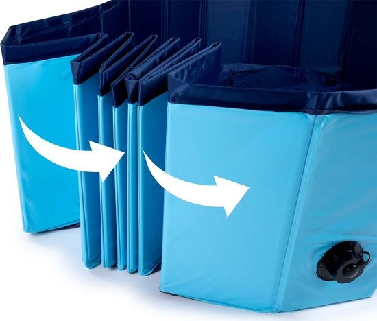 maxxpro Hondenzwembad - 160 x 30 CM - Grote Hondenrassen - Opvouwbaar Honden Bad - Anti-Slip Bodem - met Leegloopventiel - Blauw