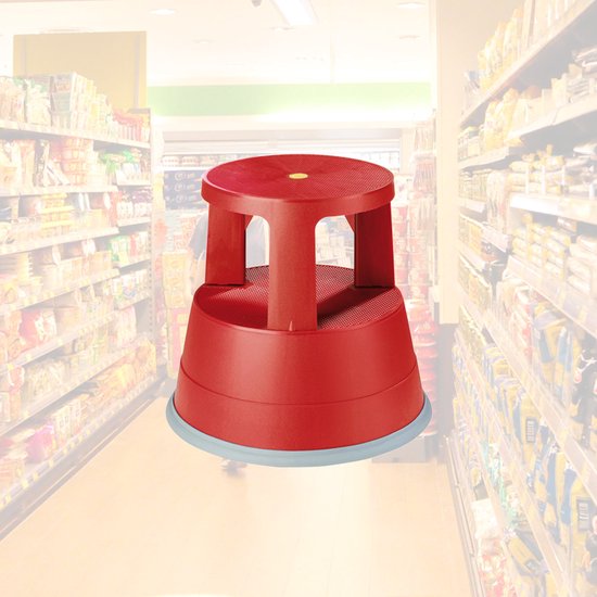 BRASQ Opstapkrukje Rood ST200 - Verrijdbaar - Draagvermogen 150 kg - Opstapkruk - Opstapje - Opstapkrukje volwassenen - Olifantenvoet
