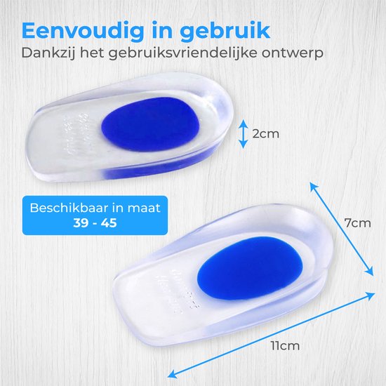 Nuvance - Hielspoor Zooltjes - Hielbeschermers - Inlegzolen - Hielspoor - 2 Stuks voor Maat 39-45 - Blauw
