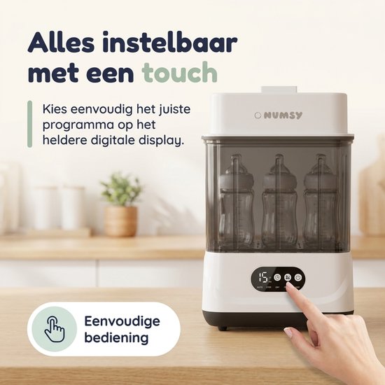 Numsy 5-in-1 Flessen Sterilisator en Droger Max - Geschikt tot 11 Flesjes Flessen Sterilisator En Droger - Flessensterilisator Baby