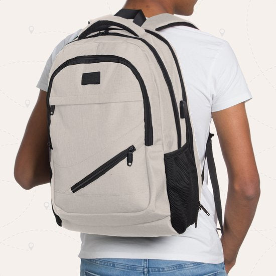 TRVLMORE Rugzak met Levenslange - Rugtas met 17 Inch Laptopvak - Schooltas - Spatwaterdicht - Heren en Dames - Jongens en Meisjes - 36L - Champagne