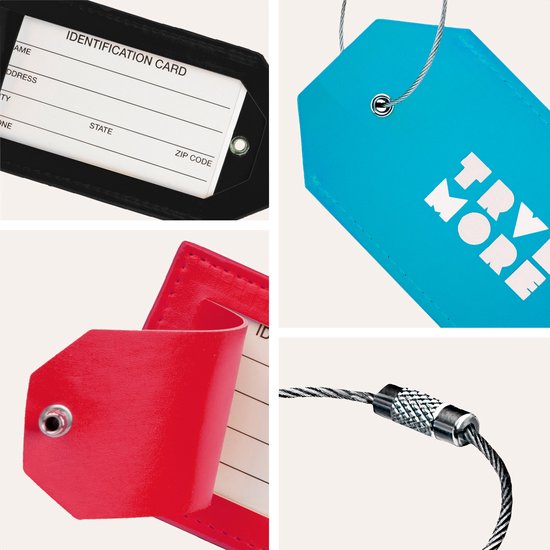 TRVLMORE Kofferlabel - 7 Stuks - voor Koffers en Tassen - Meerdere kleuren