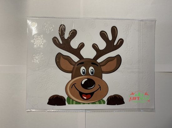 Giftmas - Raamstickers - Kerst Raamdecoratie - Kerst Stickers - Raamstickers Kinderen - Kerstversiering voor Binnen - Kerstversiering - Kerstman - Rendier - 50 stuks