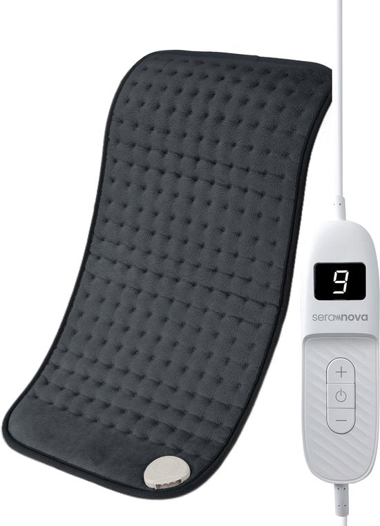 Seranova Elektrisch Warmtekussen - Inclusief Hoes - Rug/ Voeten/ Nek/ Schouders/ Buik - Heating Pad - Verwarmingskussen - 60x30cm - Antraciet Grijs