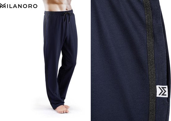 Milanoro - Set van 2 sportieve, comfortabele joggingbroeken voor heren - Marineblauw/Antraciet - S