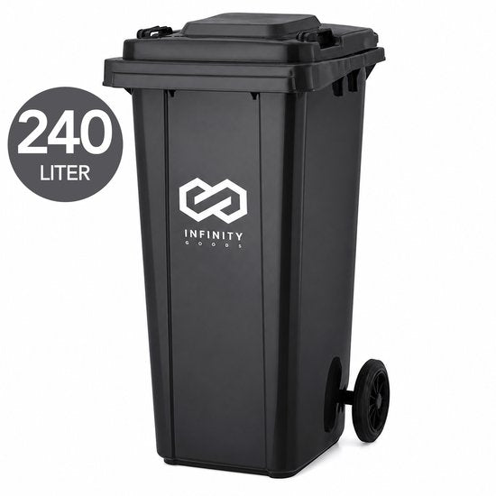 Infinity Goods Kliko 240L - Afvalcontainer - Rolcontainer - Kunststof Mini Container - Met Wielen - Grijs