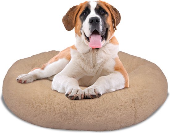 Peaceful Pooch XL - pluizig hondenbed - 109cm diameter - opvouwbaar - in verschillende maten. Kattenbed - wasbaar - uitneembare vulling - ontspant gewrichten en spieren - anti-slip noppenbodem