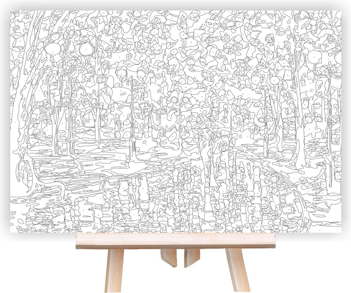 Riefco Schilderen op Nummer – Romantisch Park – 30x40 cm – Meerkleurig – Canvas