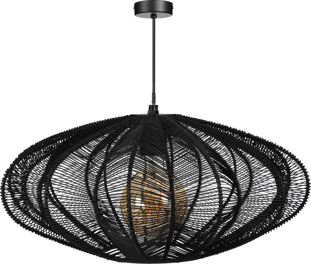 Mica Decorations Kanti Hanglamp - H20 x Ø41 cm - Metaal - Zwart