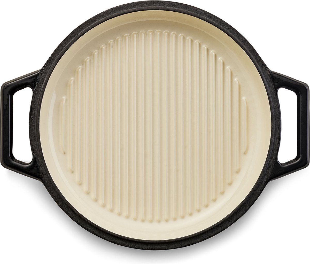 The Tasman Dutch Oven en Grill – Gietijzeren Kookpot Ø29 cm – Gerecycled Gietijzer – Traditioneel en Grill Deksel – 6,6L – Zwart