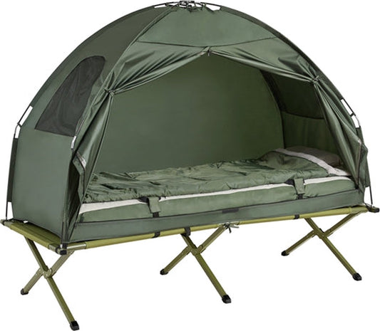 SoBuy - 4-in-1 Campingtent Kit - Pop-Up Tent - Draagbaar Kampeerbed - Buitenligstoel - Duurzaam Oxford Nylon - Muggenbescherming - Eenvoudige montage - 193x160x86cm - Groen