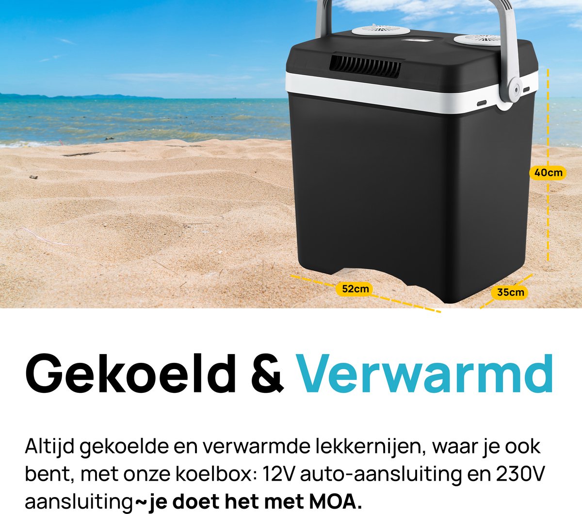 Moa thermo-elektrische koelbox - 32 liter - koud en warm functie - 12V/230V - zwart