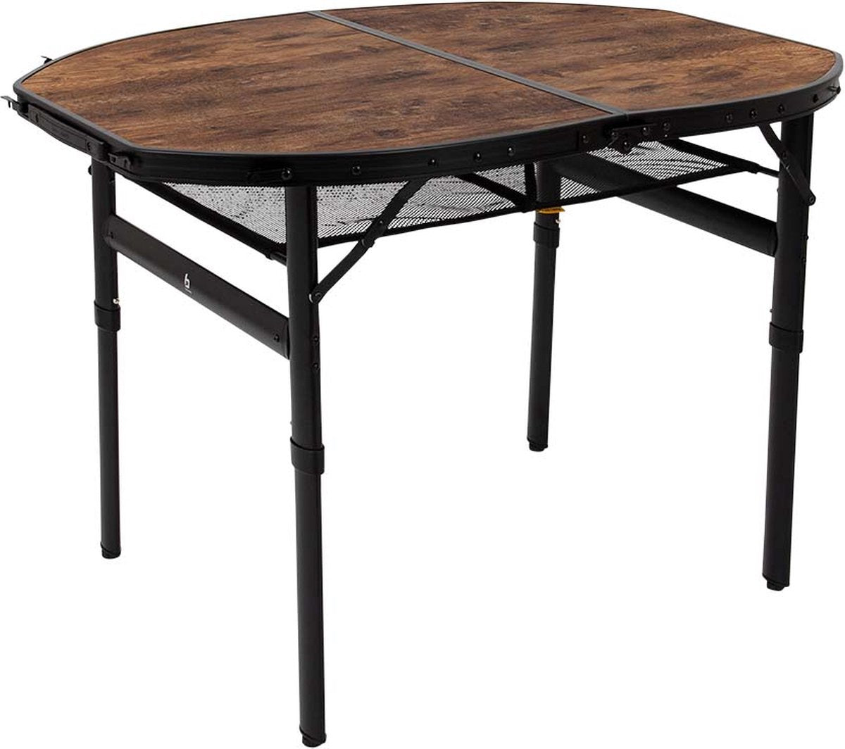 Bo-Camp Industrial Tafel - Woodbine - Ovaal - Koffermodel - 100x70 cm - In hoogte verstelbaar - Opvouwbaar - Bruin