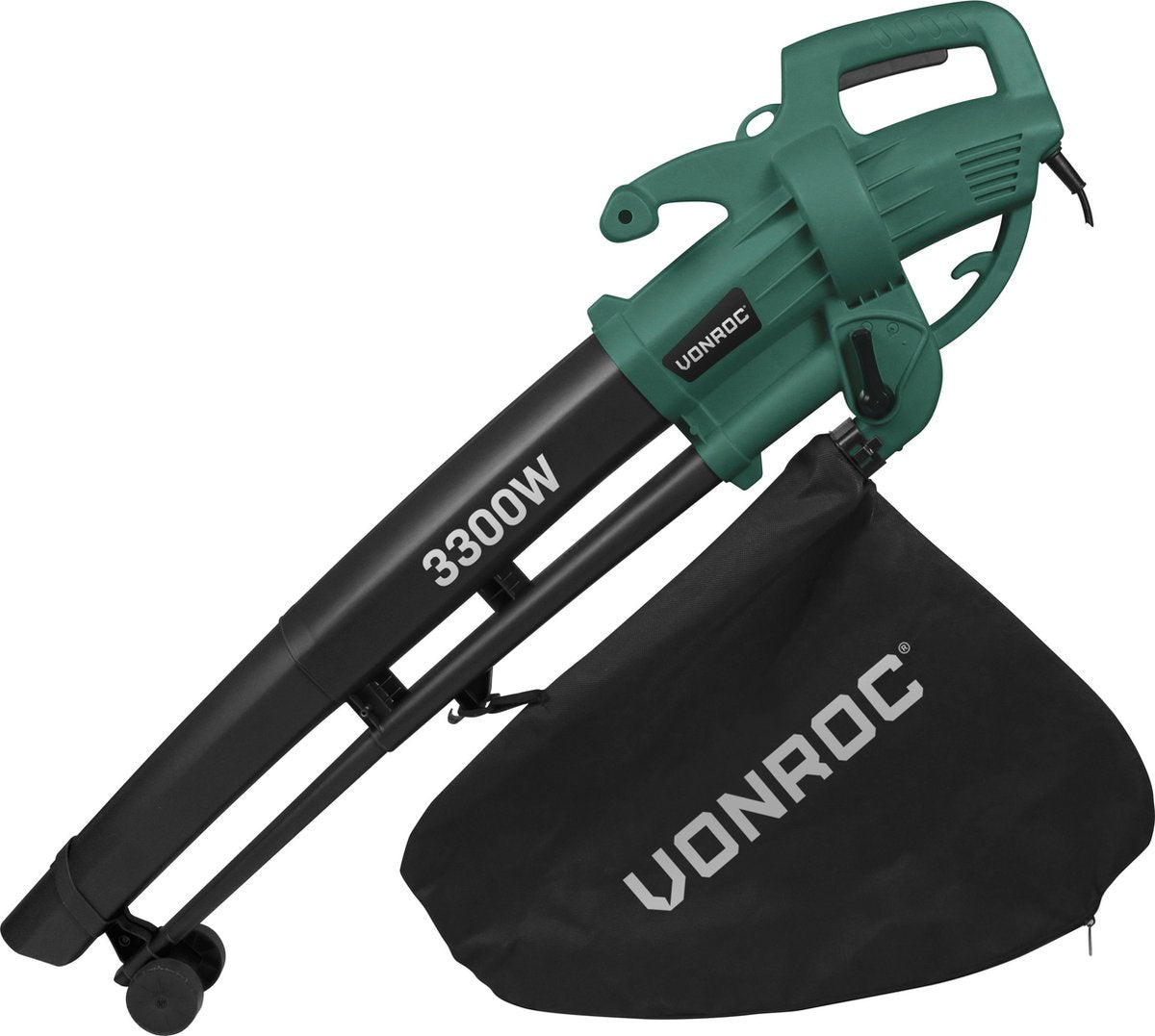VONROC Bladblazer – Zuigen & Versnipperen – 3300 W – Incl. 40 liter Opvangzak – Zwart