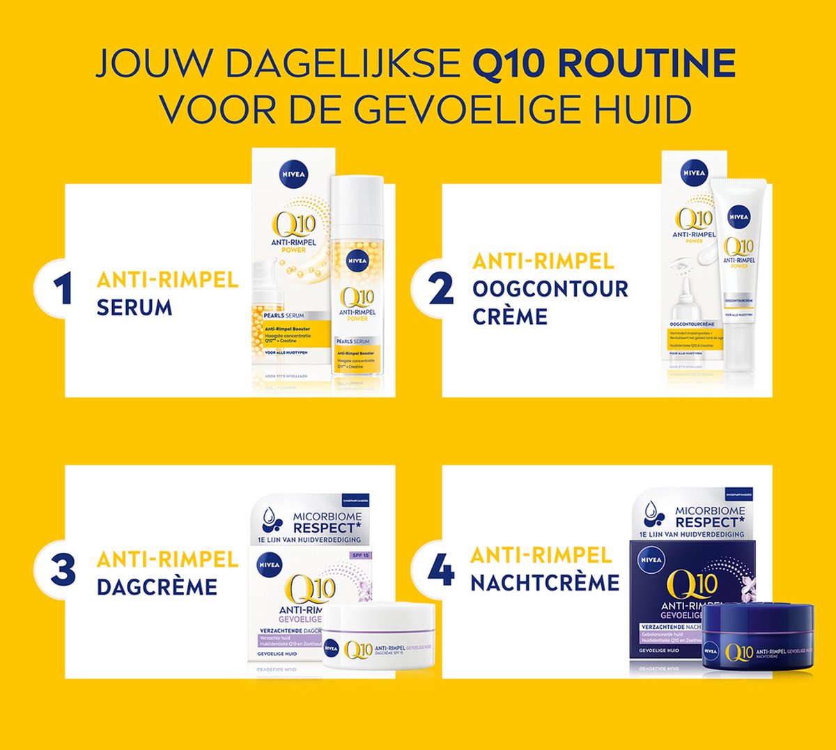 NIVEA Q10 Sensitive Anti-rimpel Dagcrème SPF 15 3-Pack - Gevoelige Huid - 3x 50 ml