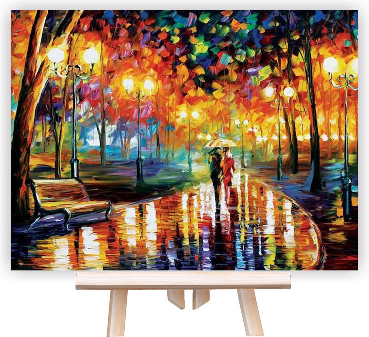 Riefco Schilderen op Nummer – Romantisch Park – 30x40 cm – Meerkleurig – Canvas