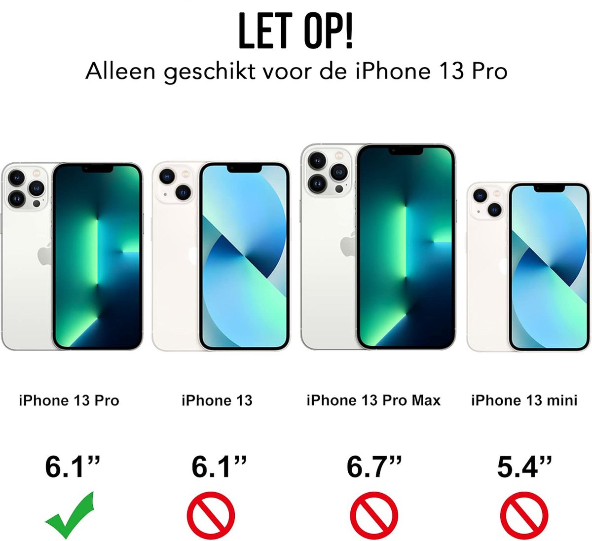 Podec iPhone 13 Pro Hoesje & Screenprotector - Zwart - 14,7 x 7,1 x 1 cm