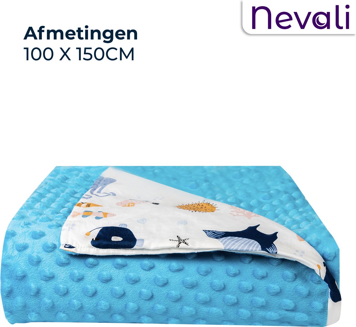 Nevali Verzwaringsdeken Kind Hoes - Duvet Cover Kids 100x150 cm - 4 Seizoenen - Blauw