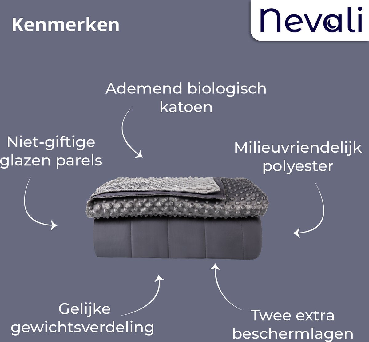 Nevali 4-seizoenen hoes - 200 x 200 cm - Grijs