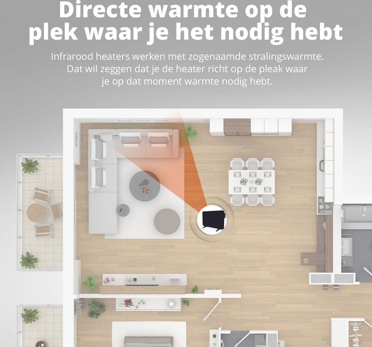 FlinQ Smart Verwarmingspaneel - Infrarood - Stil En Veilig - 450W - 12 m² - 72,5 x 2,8 x 47,5 cm - Zwart