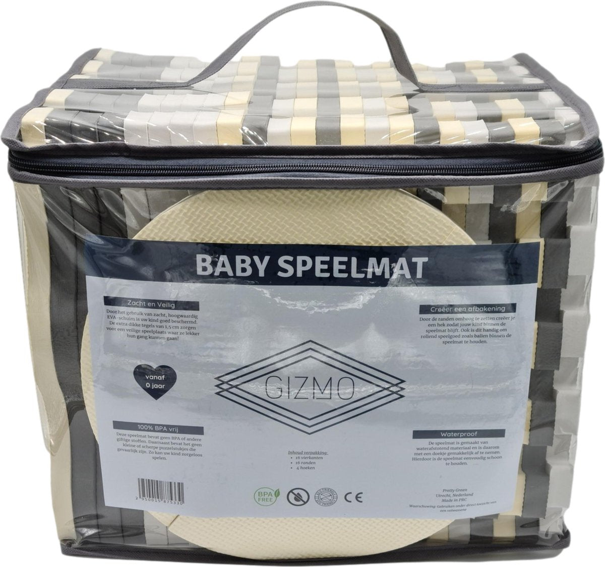 GIZMO Speelmat XL – EVA Foam - Opstaande Rand – Veilig - Comfortabel – 150x150x1.5 cm