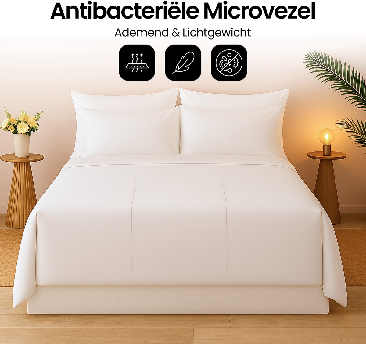 Hom&Com – Donsdeken 90% Eendendons – 155x220 cm – 4 Seizoenen – Satijnen Rand – OEKO-TEX & Diervriendelijk Gecertificeerd – Wit