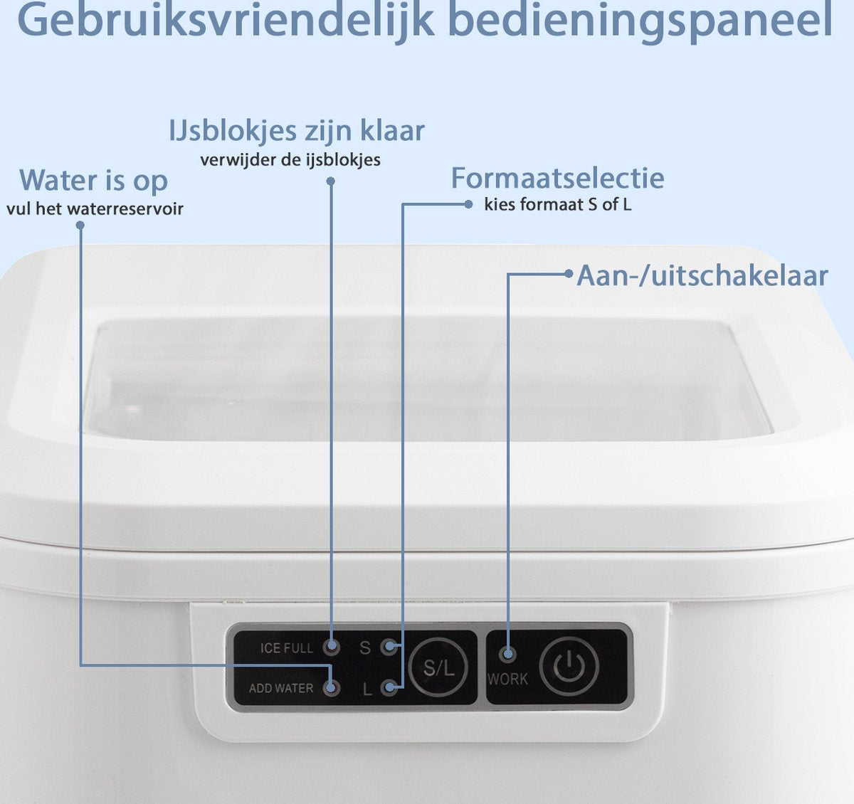 TZS First Austria 5104 IJsblokjesmachine - IJsblokjesmaker incl. schep en lekbak - 2.2L - Wit