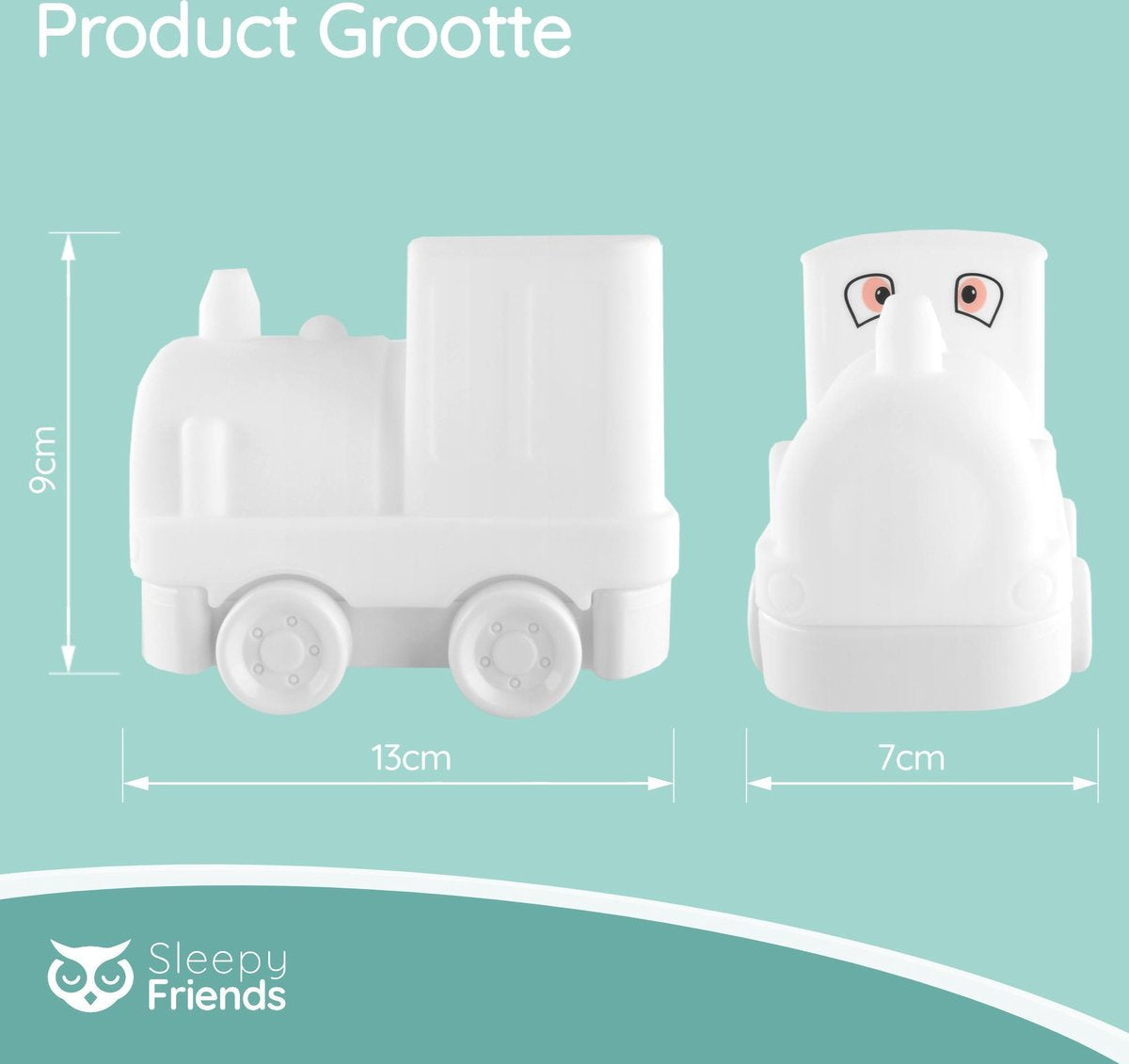 Sleepy Friends Trein Nachtlampje Kinderkamer - Dimbaar LED Nachtlampje 8 Kleuren - 95,2 x 97,4 x 100 mm - Grijs - Inclusief Afstandsbediening