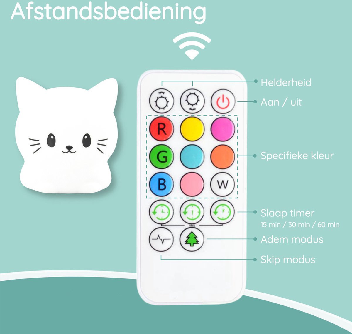 Sleepy Friends Sleepy Friends Kinder Nachtlampje Kat – 8 Kleuren – USB Oplaadbaar – Dimbaar – 95,2 x 97,4 x 100 mm – Grijs