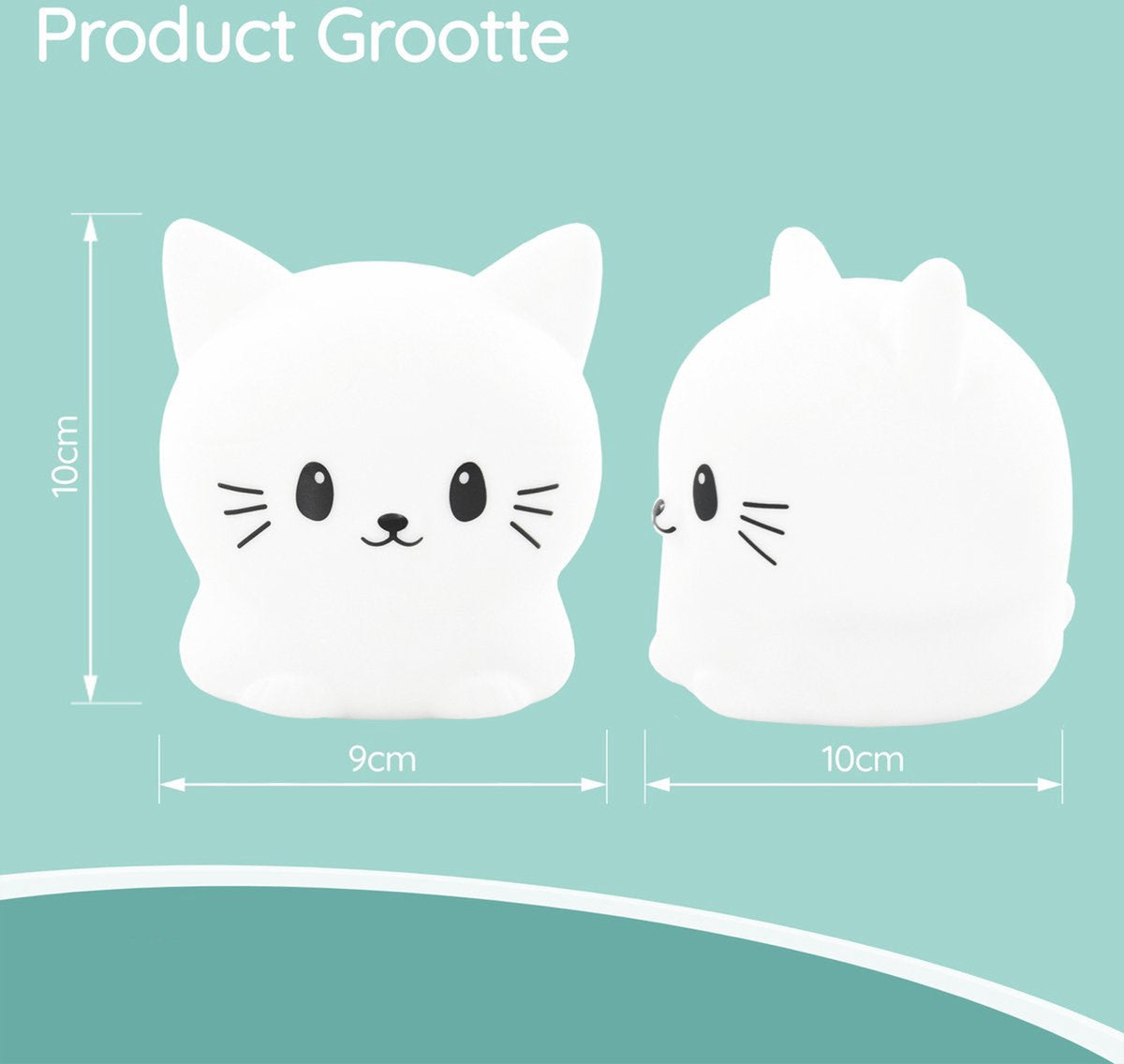 Sleepy Friends Sleepy Friends Kinder Nachtlampje Kat – 8 Kleuren – USB Oplaadbaar – Dimbaar – 95,2 x 97,4 x 100 mm – Grijs