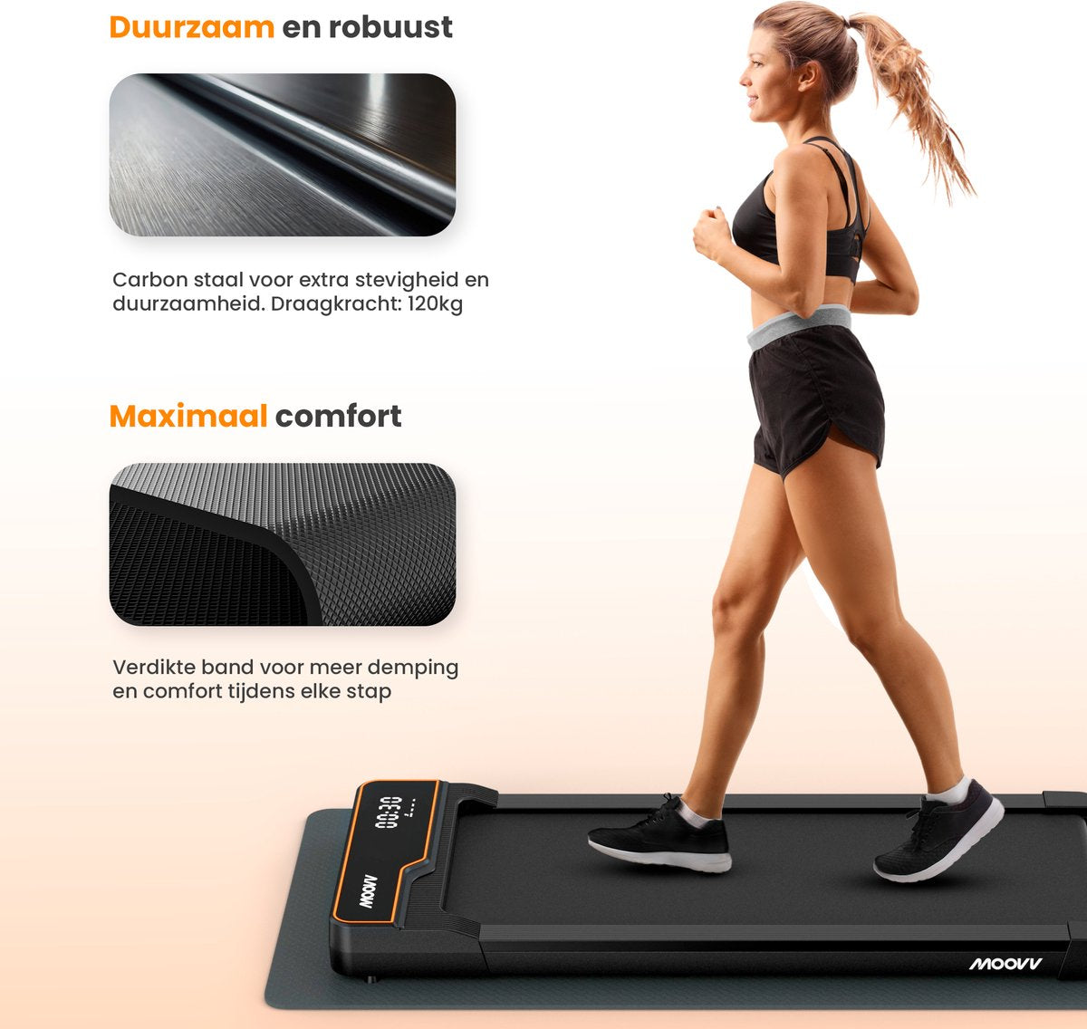 Moovv SmartStep Pro v2 Incline - Loopband met Hellingfunctie 1-12km/u - Inklapbaar - 124 x 54 x 13 cm - Zwart