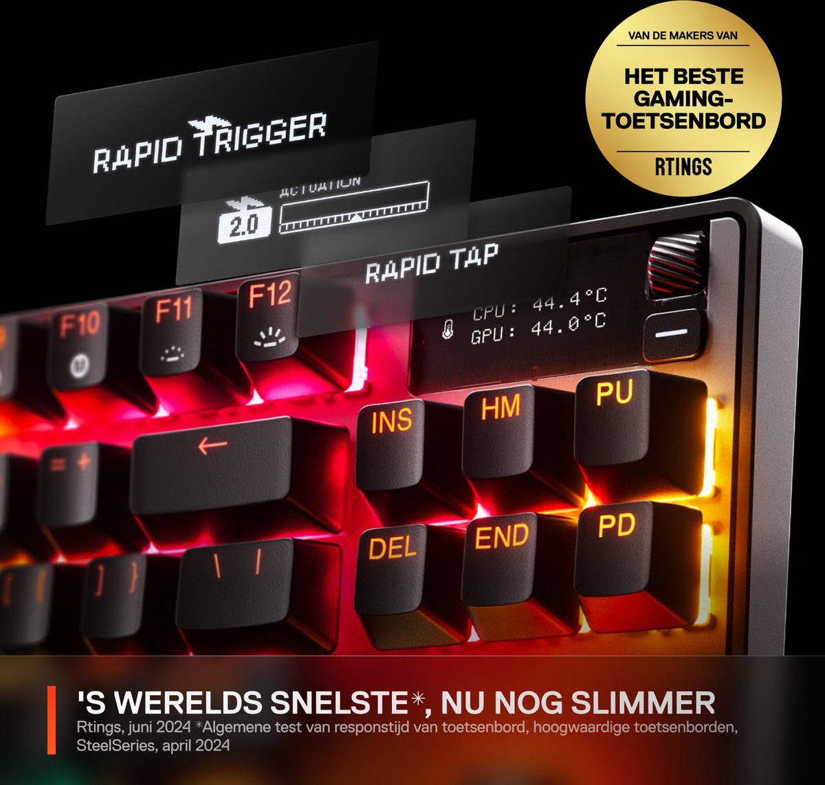SteelSeries Apex Pro Gen 3 TKL - Gaming Toetsenbord - Bedraad - Verstelbare Kleurenverlichting - OLED Display - Zwart
