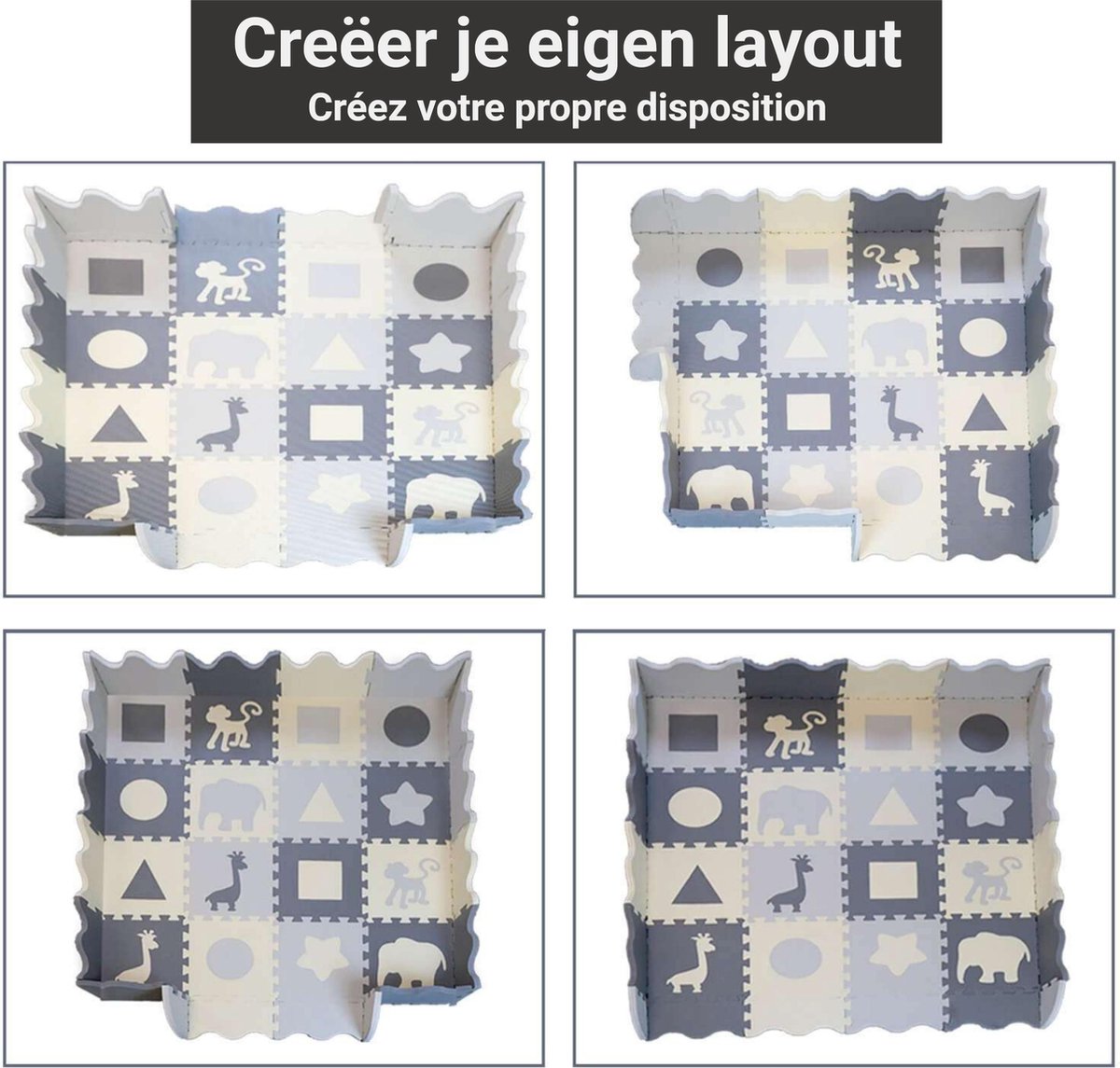 GIZMO Speelmat XL – EVA Foam - Opstaande Rand – Veilig - Comfortabel – 150x150x1.5 cm