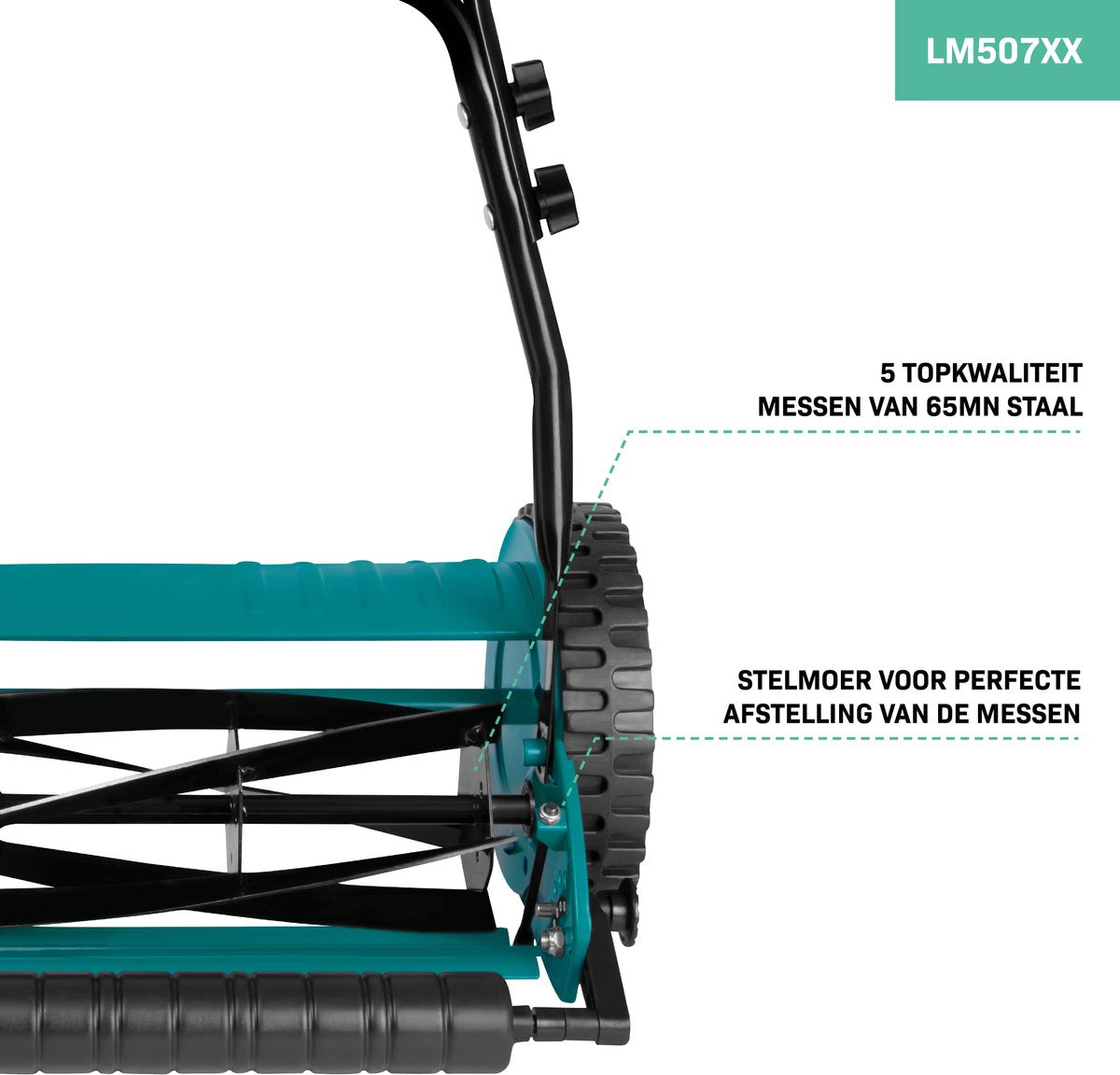 VONROC Kooimaaier – Handgrasmaaier - 300mm - 4 instelbare maaihoogtes - incl. muurbeugel en opvangzak